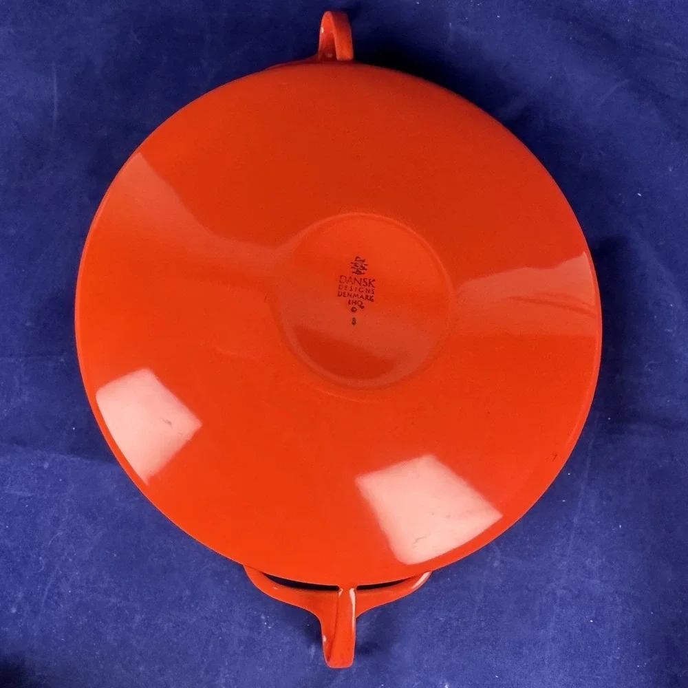 Vintage  Dansk Designs Denmark IHQ Kobenstyle Skillet Pan Red Enamel
